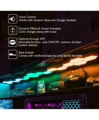 6 Pack Wi-Fi Smart LED Light Accessory Hexagon Lamp Voice Control DIY Home Gifts