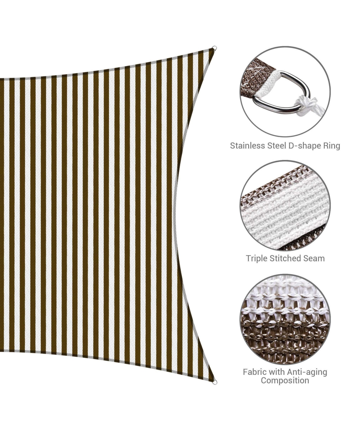 Yescom 2 Pack 20x16 Ft 97% Uv Block Rectangle Sun Shade Sail Hdpe Canopy Outdoor Park - Coffee+white