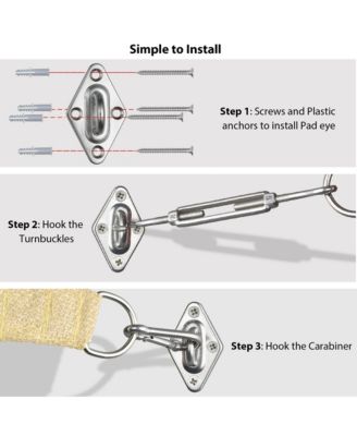 16x16 Ft Square Sun Shade Sail with Hardware Kit 97% UV Block Top Canopy Patio