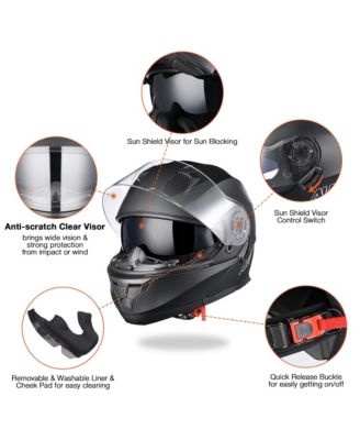 RUN-M3 Modular Flip Up Helmet Full Face Dual Visor DOT Motorcycle Bike S