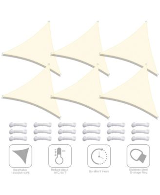 6 Pack 7 Ft 97% UV Block Triangle Sun Shade Sail Heavy Duty Outdoor