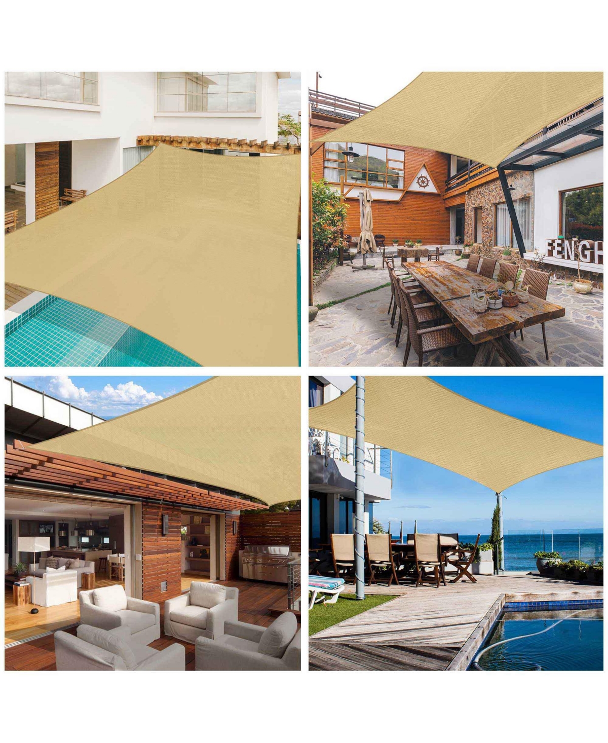 Yescom 19x13 Ft Rectangle Hdpe Sun Shade Sail Canopy 97% Uv Block Outdoor Garden 2 Pack