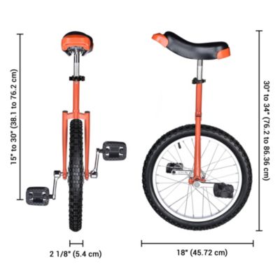 18 In Wheel Outdoor Unicycle Skid-proof Tire Fitness Bicycle Balance Training for Adults Teenagers Kids, Orange