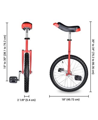 18 In Wheel Outdoor Unicycle Skid-proof Tire Fitness Bicycle Balance Training for Adults Teenagers Kids, Red