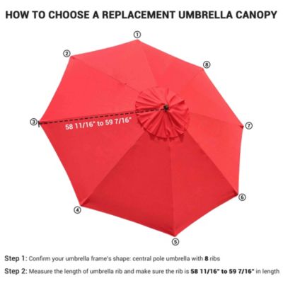 10Ft 8 Rib Umbrella Replacement Canopy Cover Top Patio Sun Shade Market Yard Red