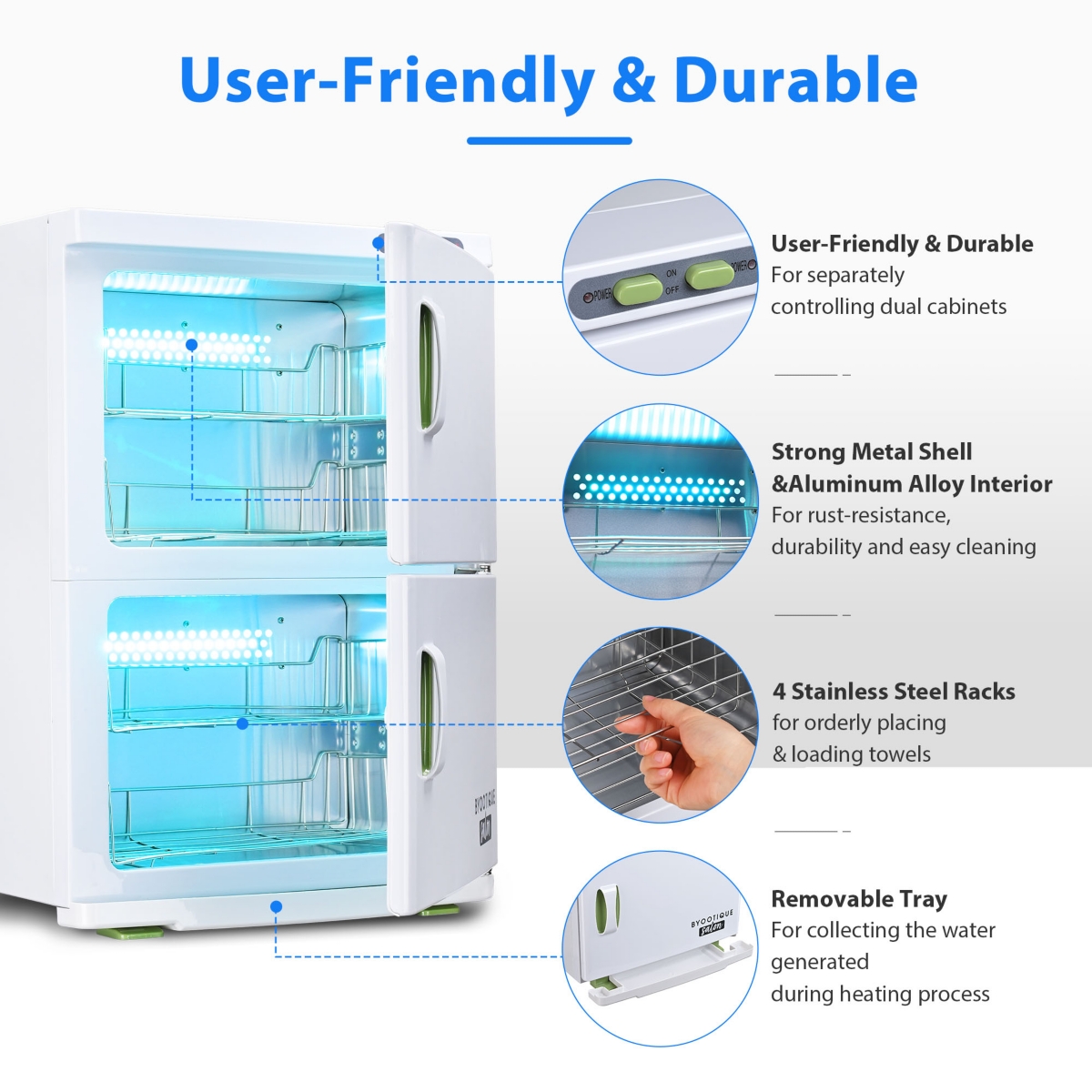 Yescom 46L Hot Uv Sterilizer Towel Warmer Cabinet Heated Nail Salon Spa Facial Dual 4 Rack