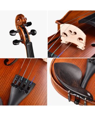 Solid Wood Violin 4/4 Full Set Fiddle Matte Beginner Violin Full Size with Case Shoulder Rest for Student