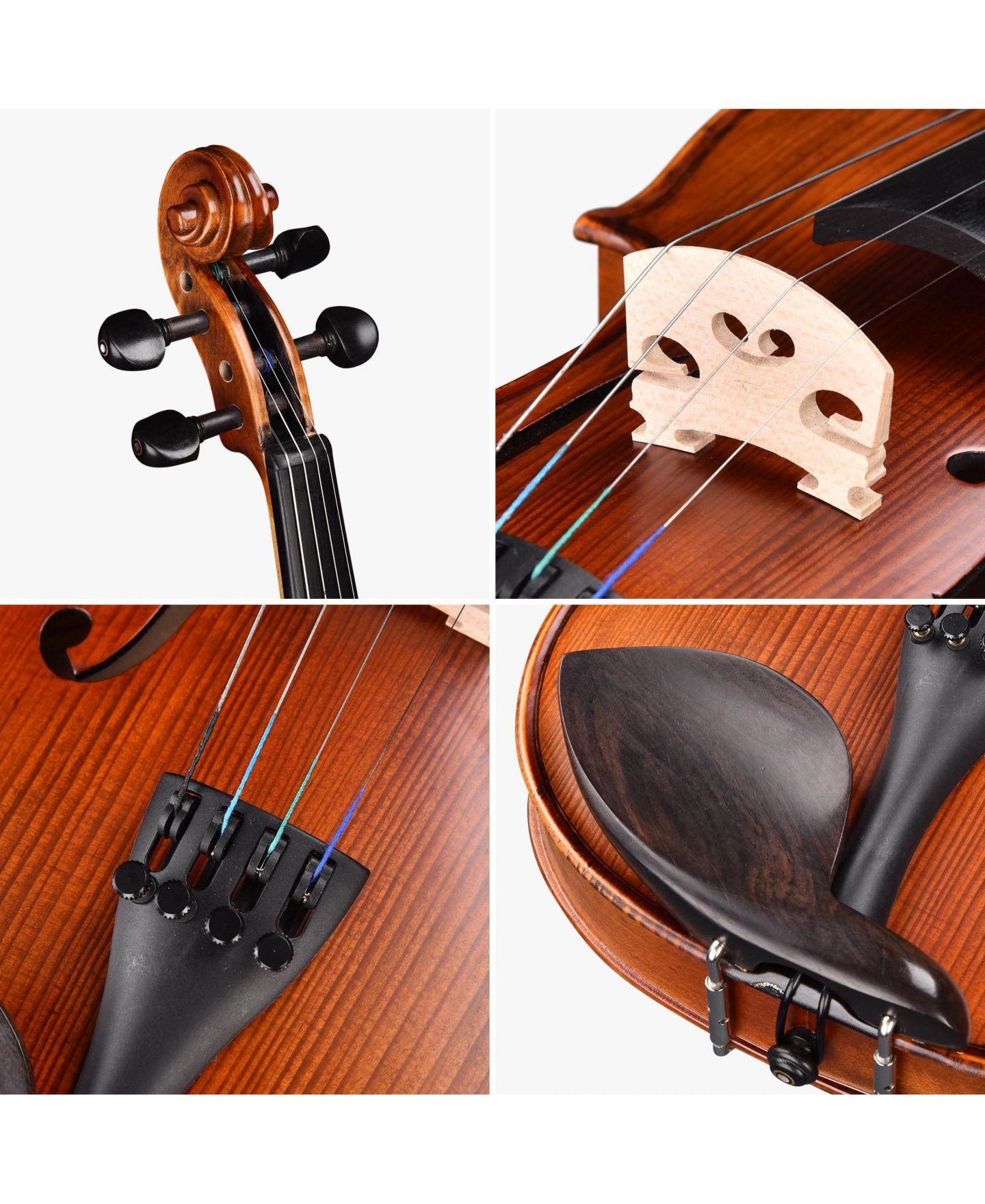 Детские игрушки Yescom Solid Wood Beginner Full Size Violin, Musical Toy Set, цвет: Natrual — фото 5