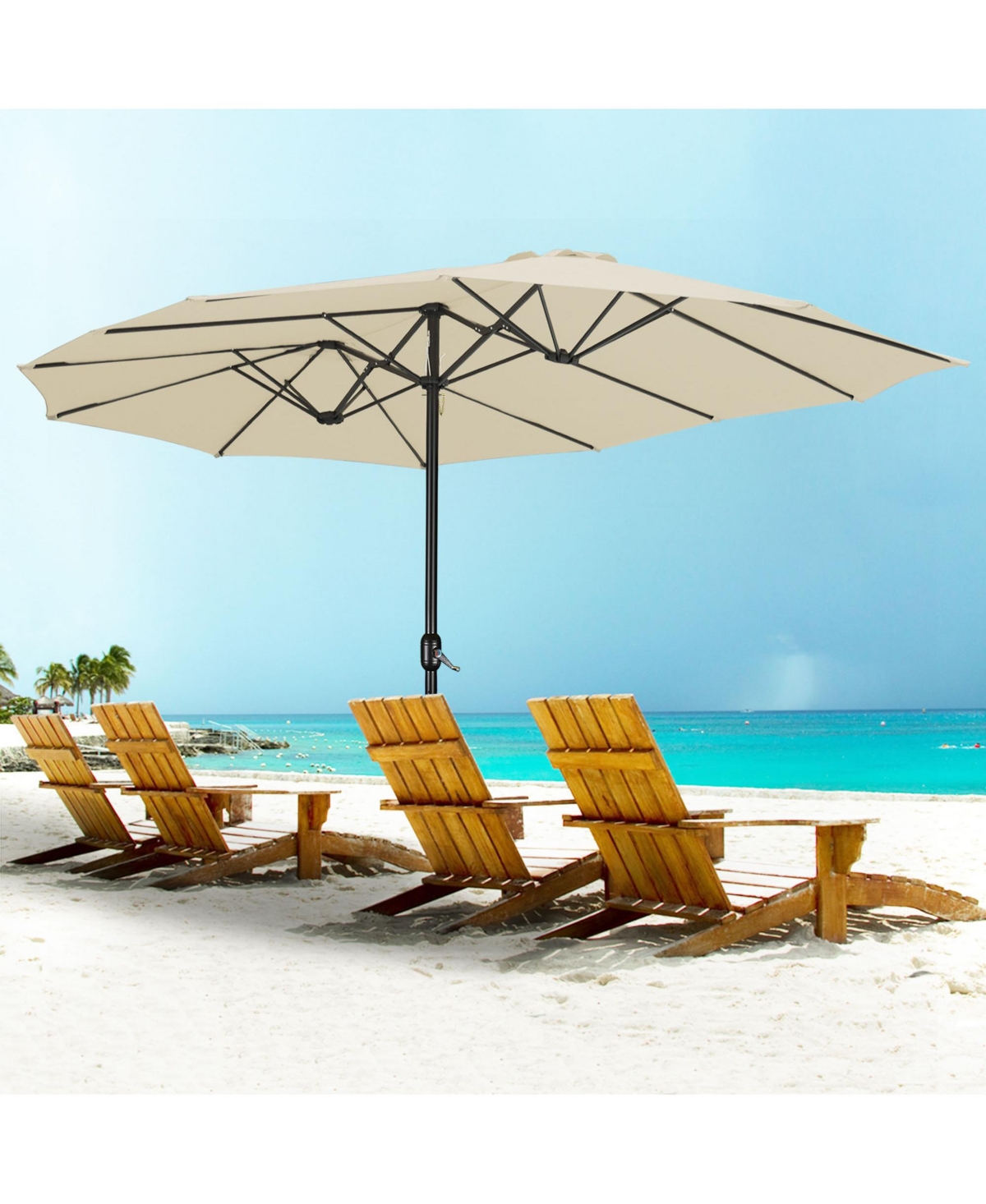 Yescom 14' Double-sided Patio Umbrella Sun Shade Fade Resistant Crank Outdoor Garden Market Sand