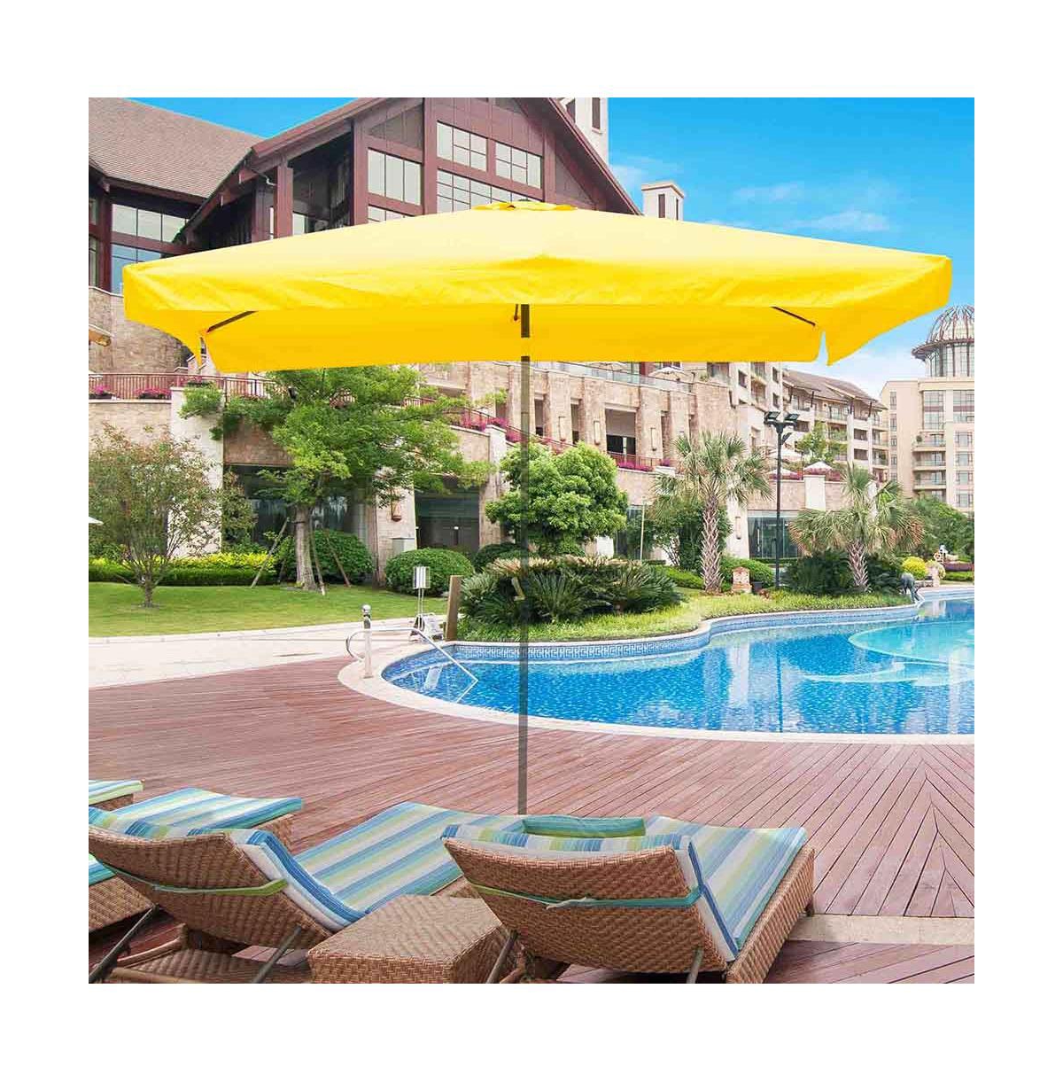10x6ft Universal Replacement Umbrella Canopy with Tippet Top Cover Patio Beach