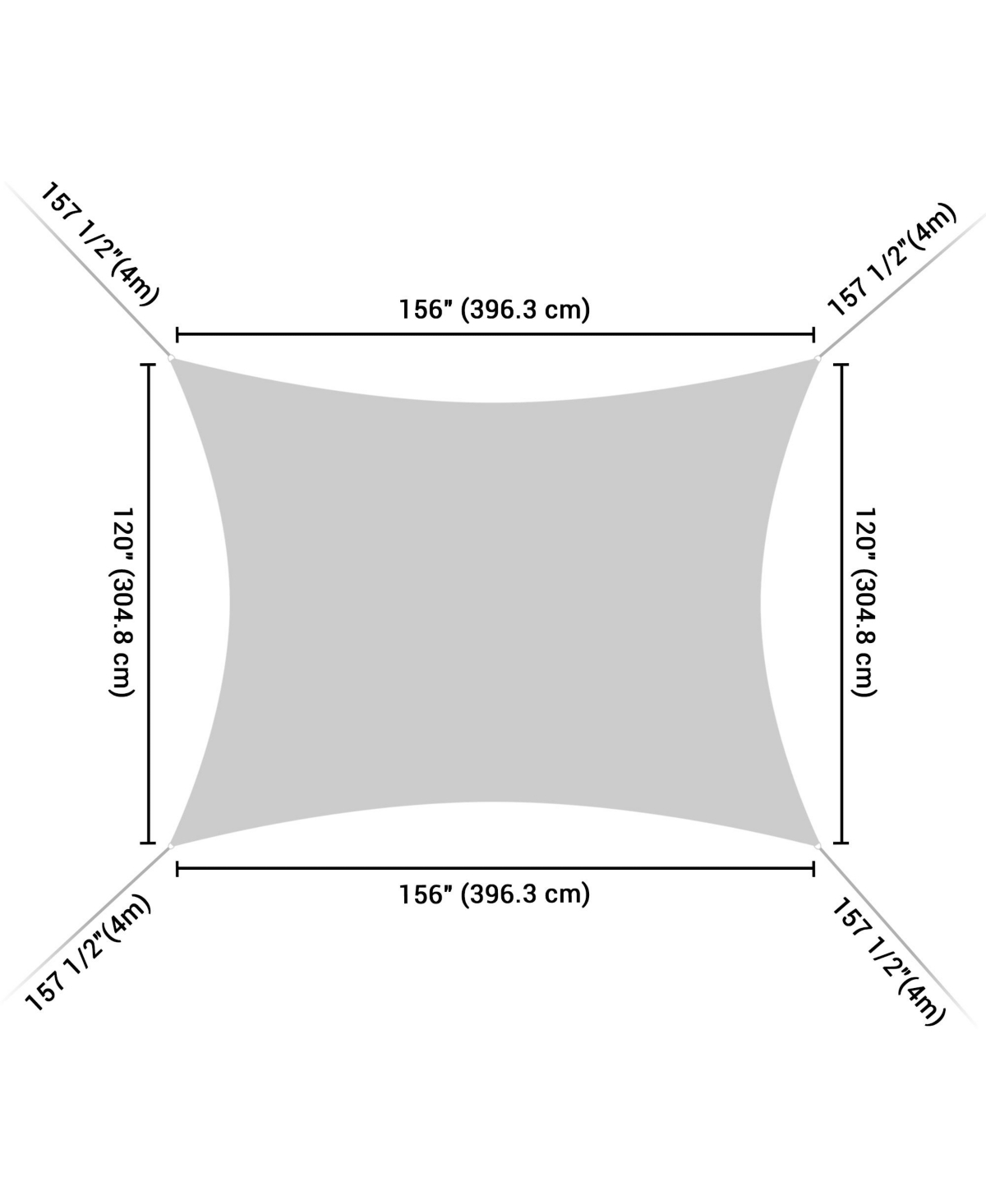 Yescom 13x10 Ft 97% Uv Block Rectangle Sun Shade Sail Hdpe Canopy Cover Net Patio