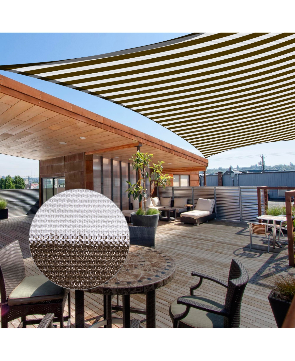 Yescom 2 Pack 23x22 Ft 95% Uv Block Rectangle Sun Shade Sail Canopy Cover Net Outdoor - Brown+white