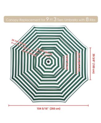 9 Ft 3-Tier Patio Umbrella Replacement Canopy Market Table Top Market Pool