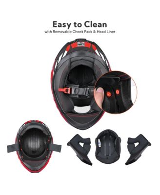 RUN-F3 Full Face Motorcycle Helmet DOT Approved Street Bike Removable Liner S