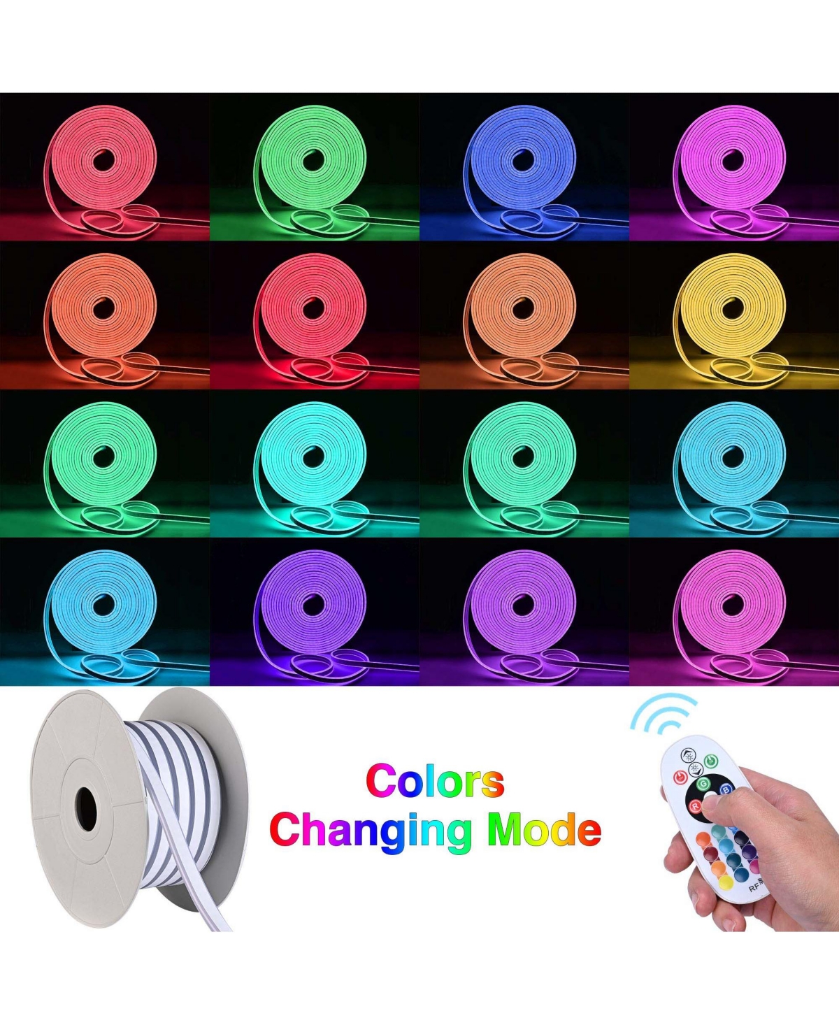 DELight 50 Ft Rgb Neon Led Light Strip Rope Tube Flexible Sign Party Home Decor App Control