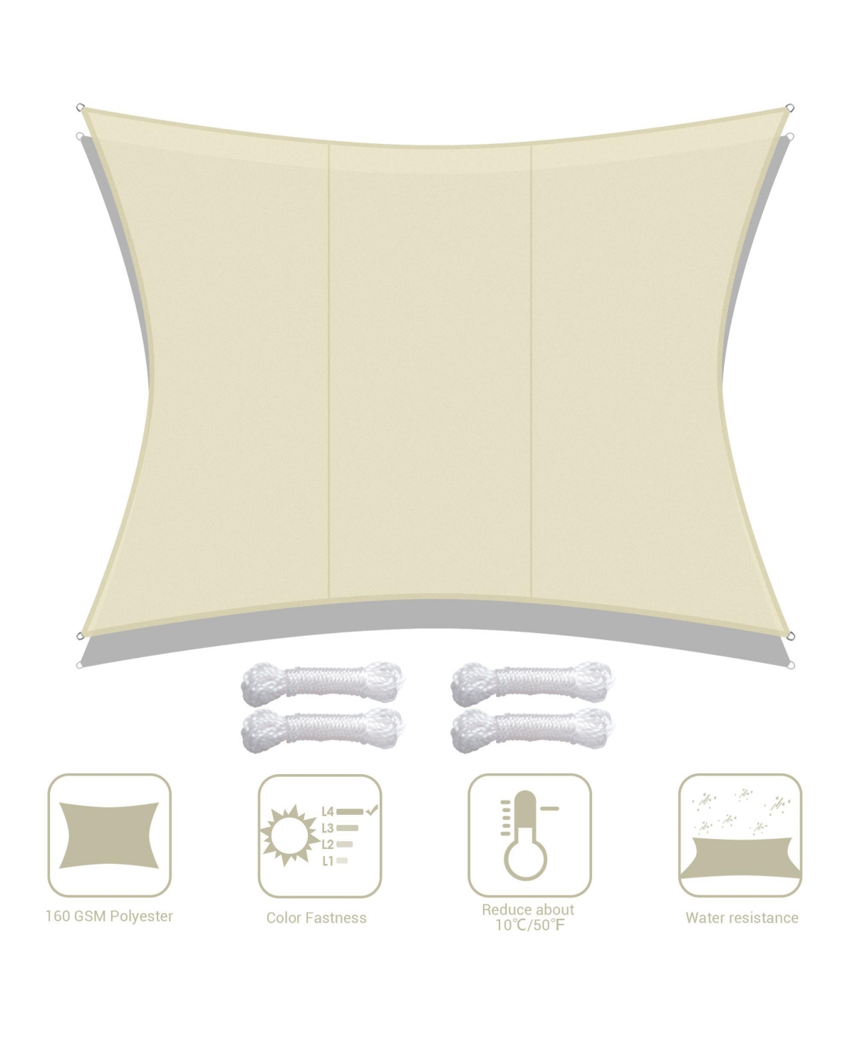 10x13 Ft 97% Uv Block Rectangle Sun Shade Sail Top Canopy Outdoor Patio Pool