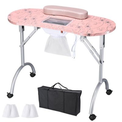 Portable Folding Manicure Nail Table Station Salon Desk Beauty Salon