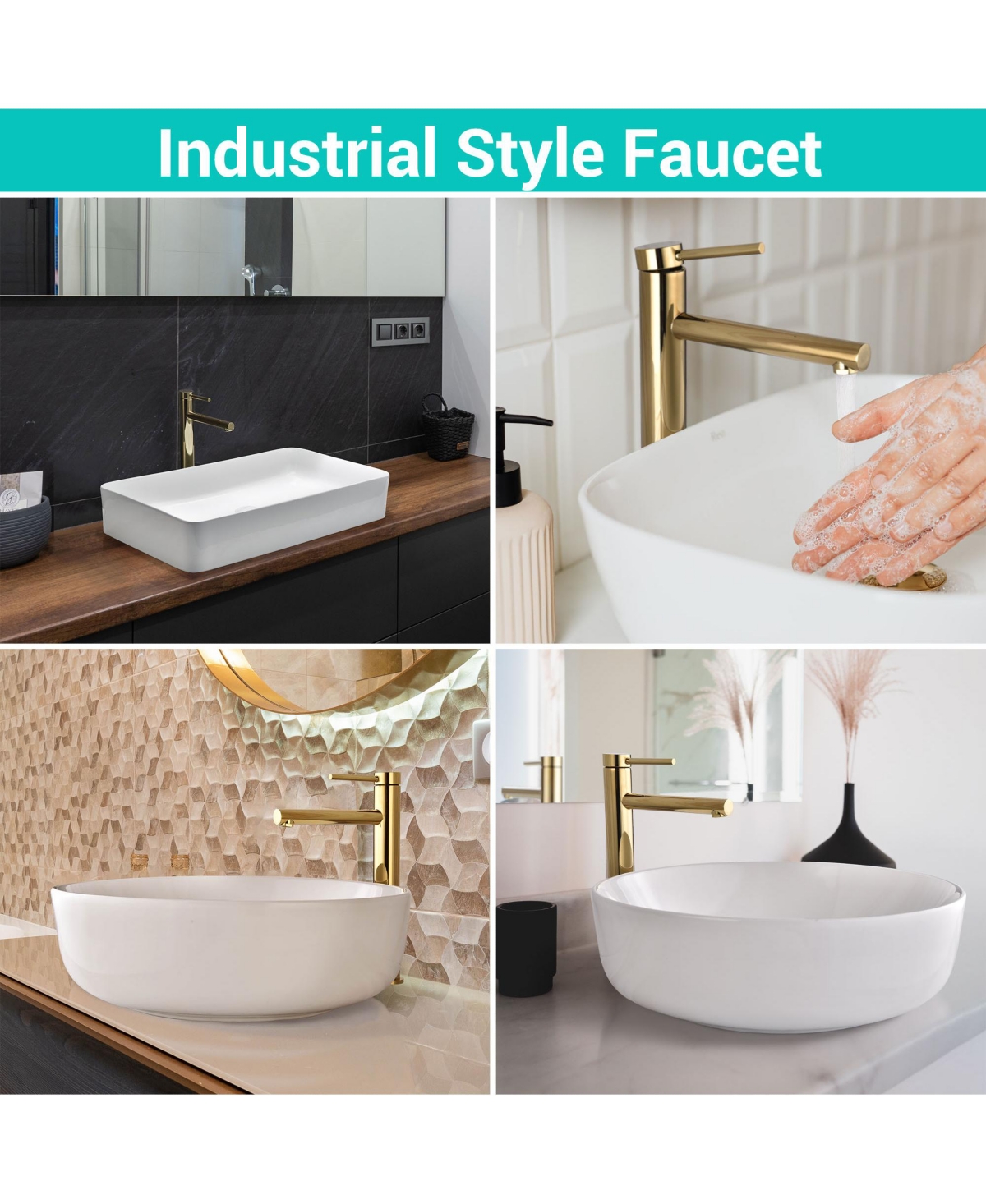Aquaterior Gold Bathroom Vessel Sink Faucet Single Handle/Hole 8