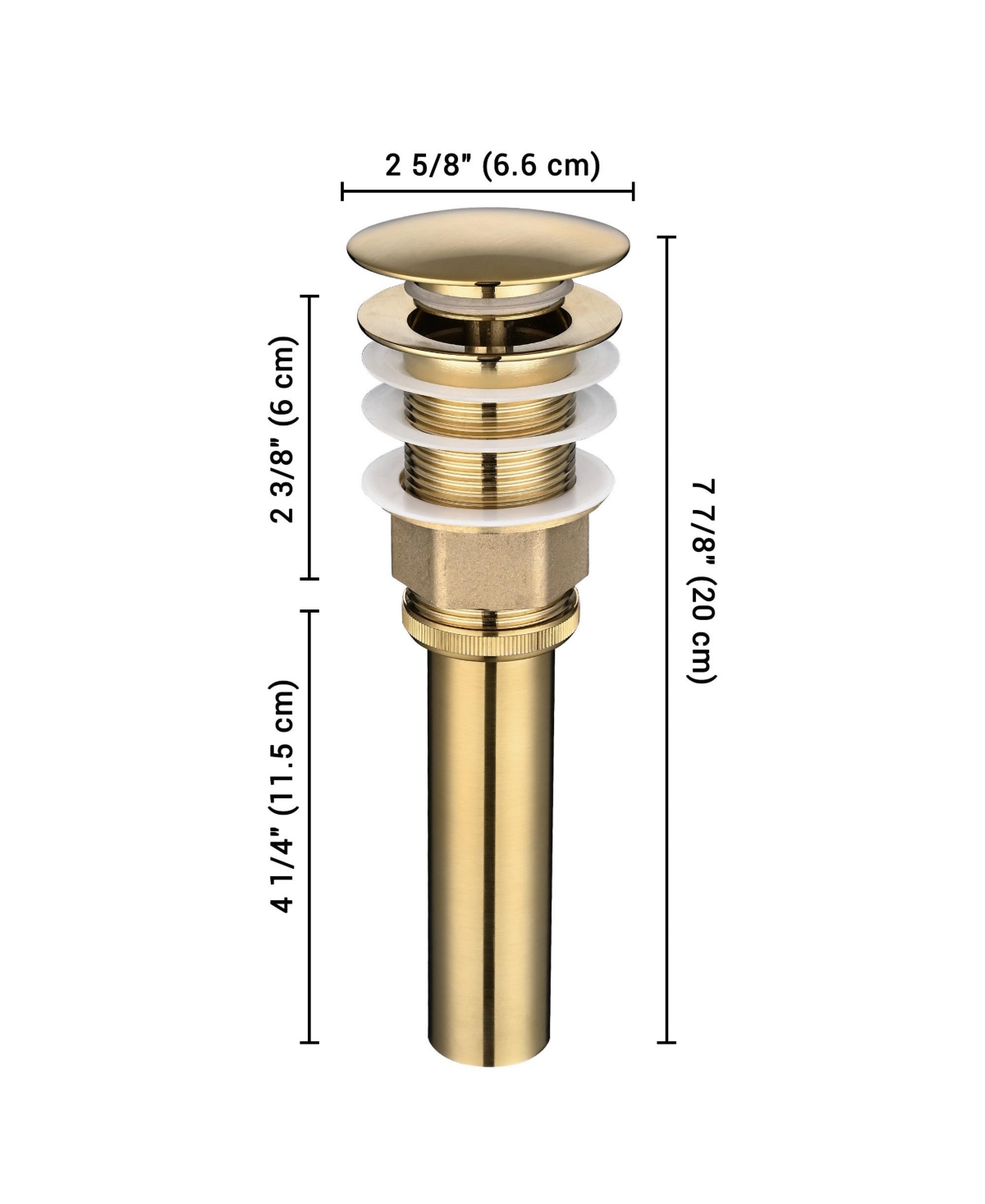 Aquaterior Bathroom Pop Up Drain without Overflow Lavatory Vessel Basin Gold