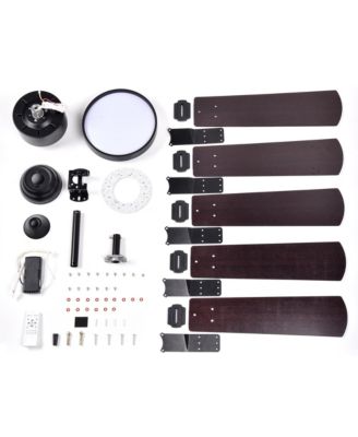 52" Ceiling Fan with Light Remote Control LED Chandelier Lamp 6 Speed Reversible