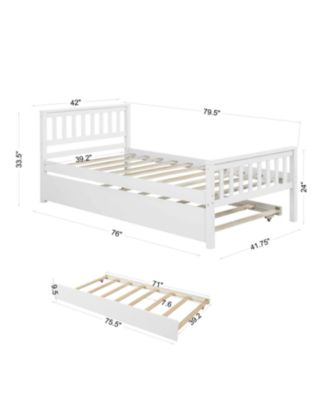 Twin Bed With Trundle, Platform Bed Frame With Headboard And Footboard, For Bedroom Small
