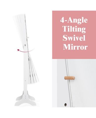 Lockable Mirrored Jewelry Cabinet Armoire Storage Organizer Box