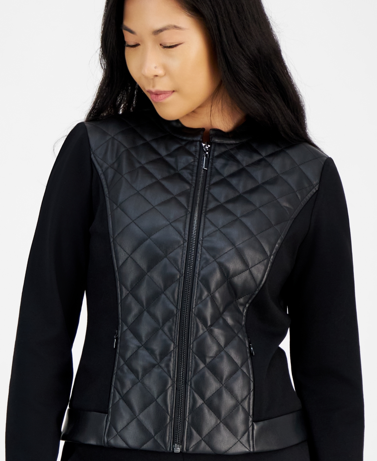 Anne klein quilted coat sale