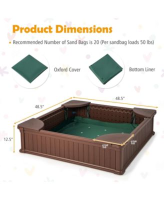Kids Outdoor Sandbox with Oxford Cover and 4 Corner Seats