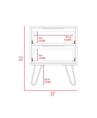 Nuvo Nightstand,Two Drawers, Hairpin Legs