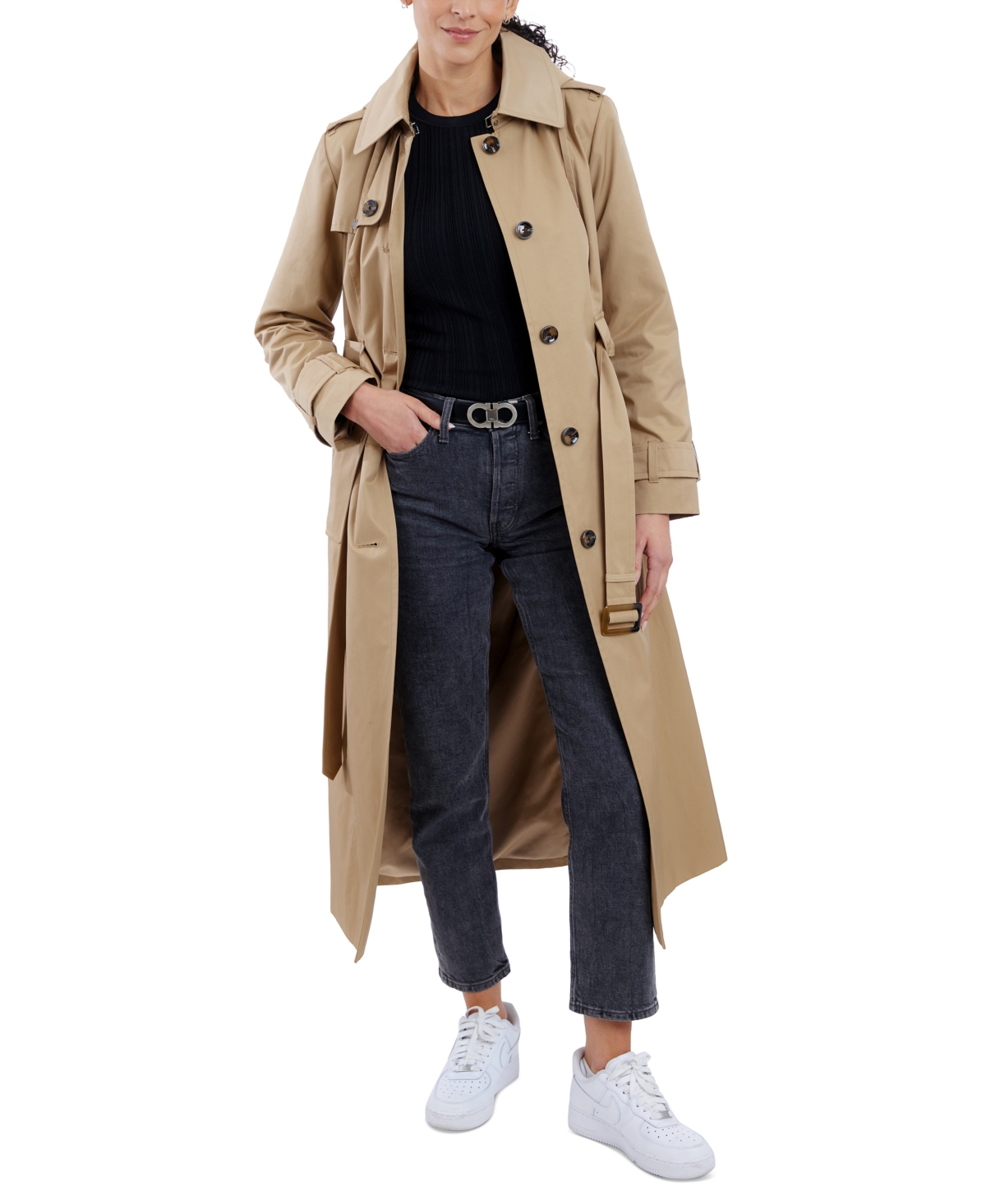 London Fog Women s Faux Fur Trim Hooded Walker Coat Heather Taupe Smart Closet