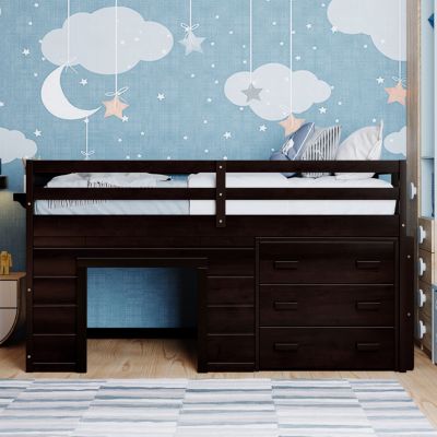 Streamdale Twin Size Loft Bed With Cabinet And Shelf
