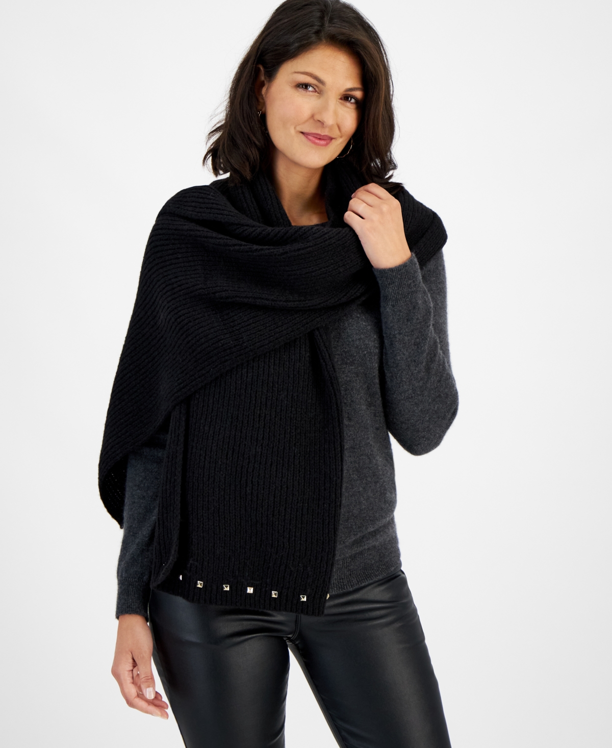 I.n.c. International Concepts Women s Studded Scarf Created for Macy s Plum Smart Closet