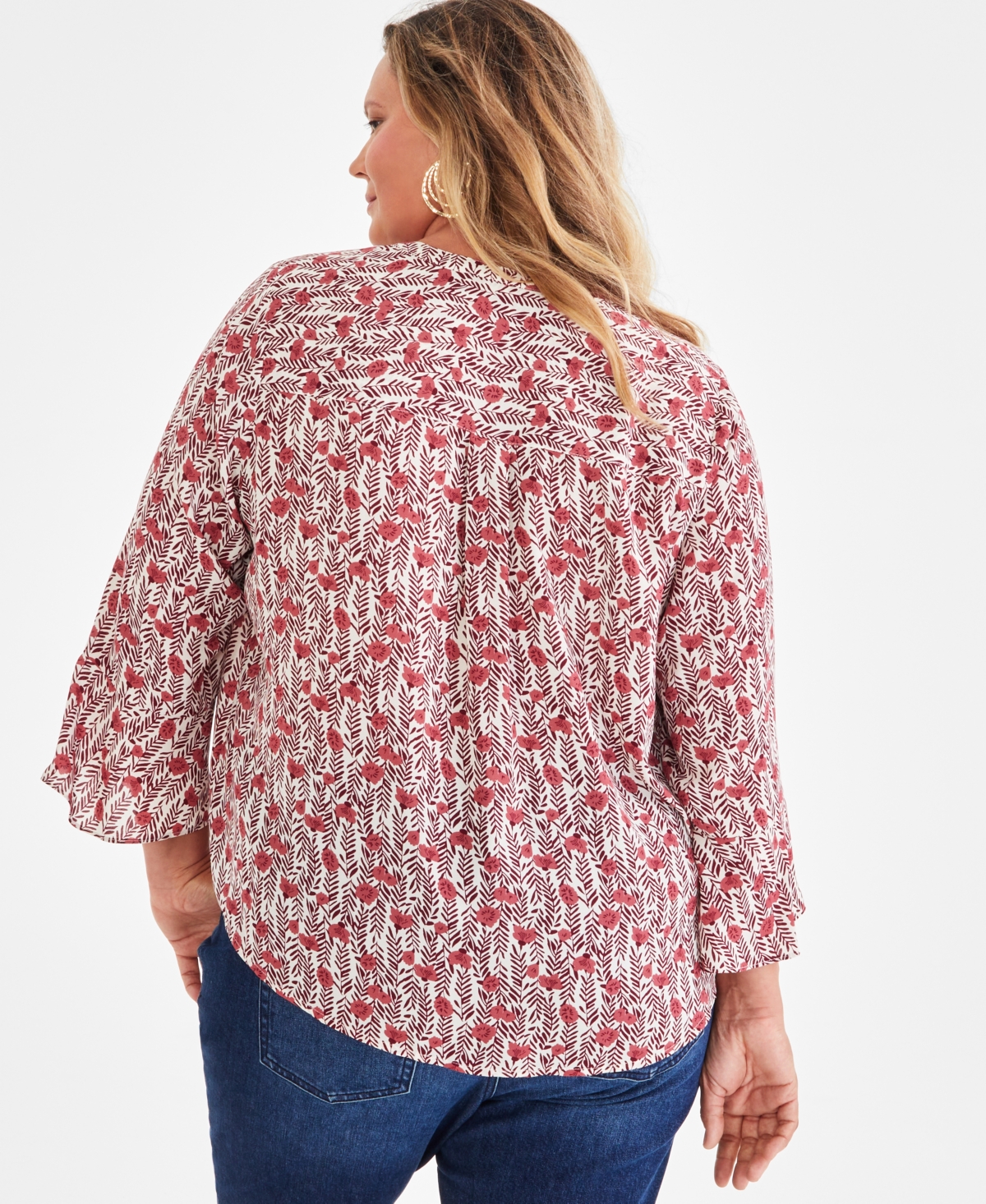 Style & Co Plus Size 3/4-Sleeve Pintuck Top, Created for Macy's