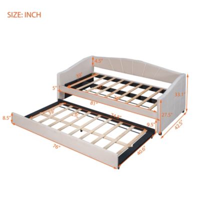 Upholstered Daybed Sofa Bed Twin Size With Trundle Bed