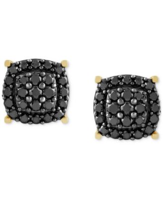 Men's Black Diamond Halo Cluster Screw Back Stud Earrings (1 ct. t.w.)