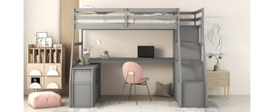 Streamdale Twin Size Loft Bed With With 7 Drawers 2 Shelves And Desk