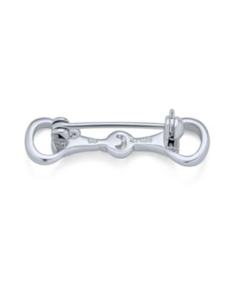 Equestrian Gift Double Bit Horse Snaffle Brooche Pin 14K Gold Plated Silver