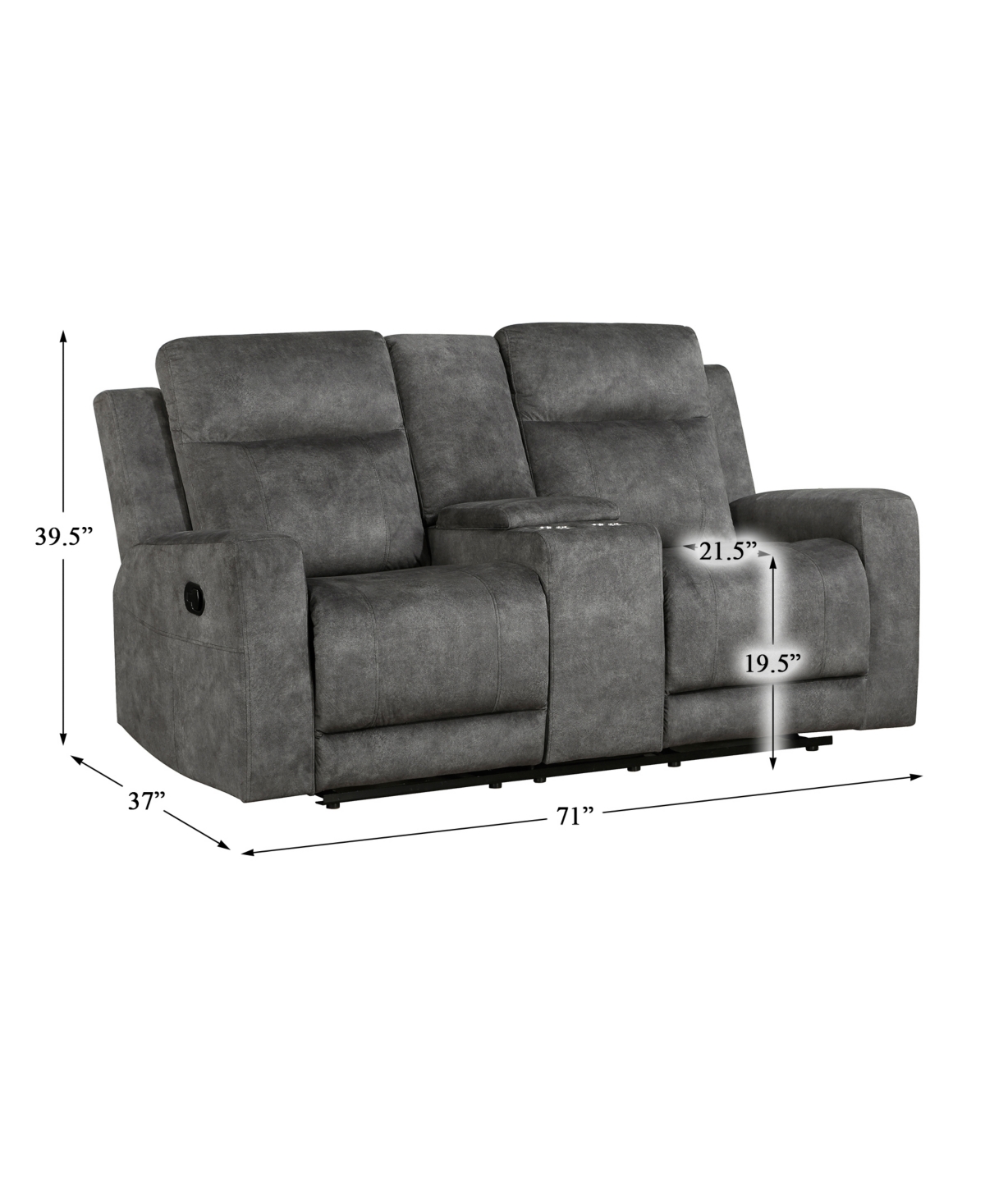 HOMELEGANCE WHITE LABEL PAGOSA 71" DOUBLE RECLINING LOVE SEAT WITH CENTER CONSOLE 