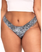 Adore Me Plus Size Annie Thong Panty - Dot blue