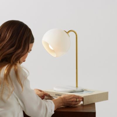 Krystal 14.5" LED Desk Lamp with Marble Base and Gold Accent