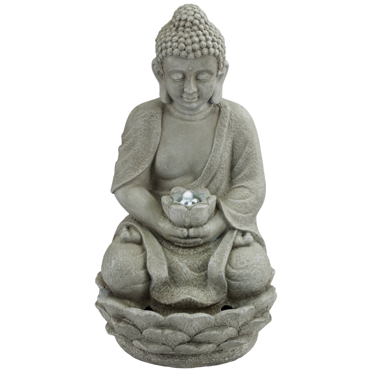 Sitting Buddha Asian Zen Outdoor Bubbler Water Fountain High with Led Light Meditation Decor for Garden Patio Yard Deck Home Lawn Porch House Rela