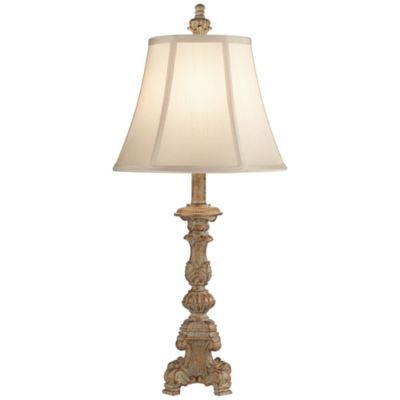 Elize Traditional French Country Style Vintage like  White Washed Candlestick Table Lamps 26.5" High Set of 2 Bell Shade for Living Room Bedroom House Bedside Nightstand Home Office - Regency Hill