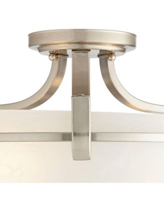 Mallot Modern Ceiling Light Semi Flush Mount Fixture 13" Wide Brushed Nickel 2-Light Marbleized Glass Bowl Shade for Bedroom Living Room