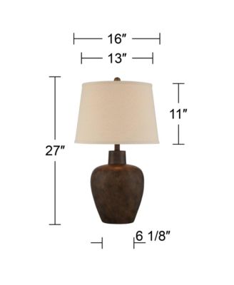 Glenn Rustic Farmhouse Table Lamps 27" Tall Set of 2 Dark Terra Cotta Tapered Fabric Drum for Bedroom Living Room Bedside Nightstand Home