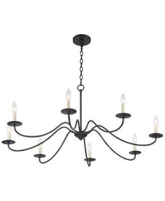 Marinec Black Hanging Chandelier Lighting 42" Wide Farmhouse Rustic Bent Arms 8-Light Fixture for Dining Room Living House Home Foyer Kitchen Island Entryway High Ceilings