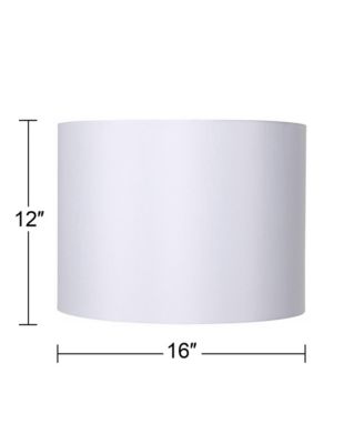 White Hardback Medium Drum Lamp Shade 16" Top x 16" Bottom x 12" High (Spider) Replacement with Harp and Finial