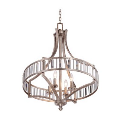 Soft Silver Chandelier 24" Wide Crystal Glass 4-Light Fixture for Dining Room House Kitchen Bedroom