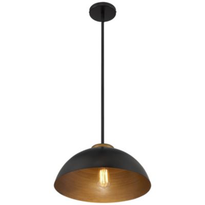 Janie Black Gold Pendant Light 15.50" Wide Modern Industrial Dome Metal Shade Fixture for Dining Room House Foyer Kitchen Entryway Bedroom Living High Ceilings - Possini Euro Design