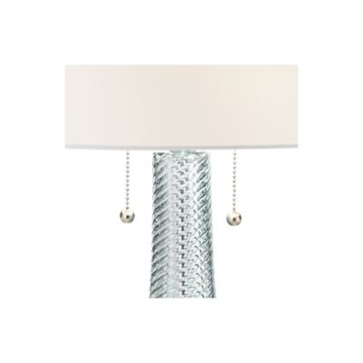 Miriam Modern Table Lamp 28 1/2" Tall Light Aqua Blue Textured Glass White Drum Shade for Bedroom Living Room Bedside Nightstand