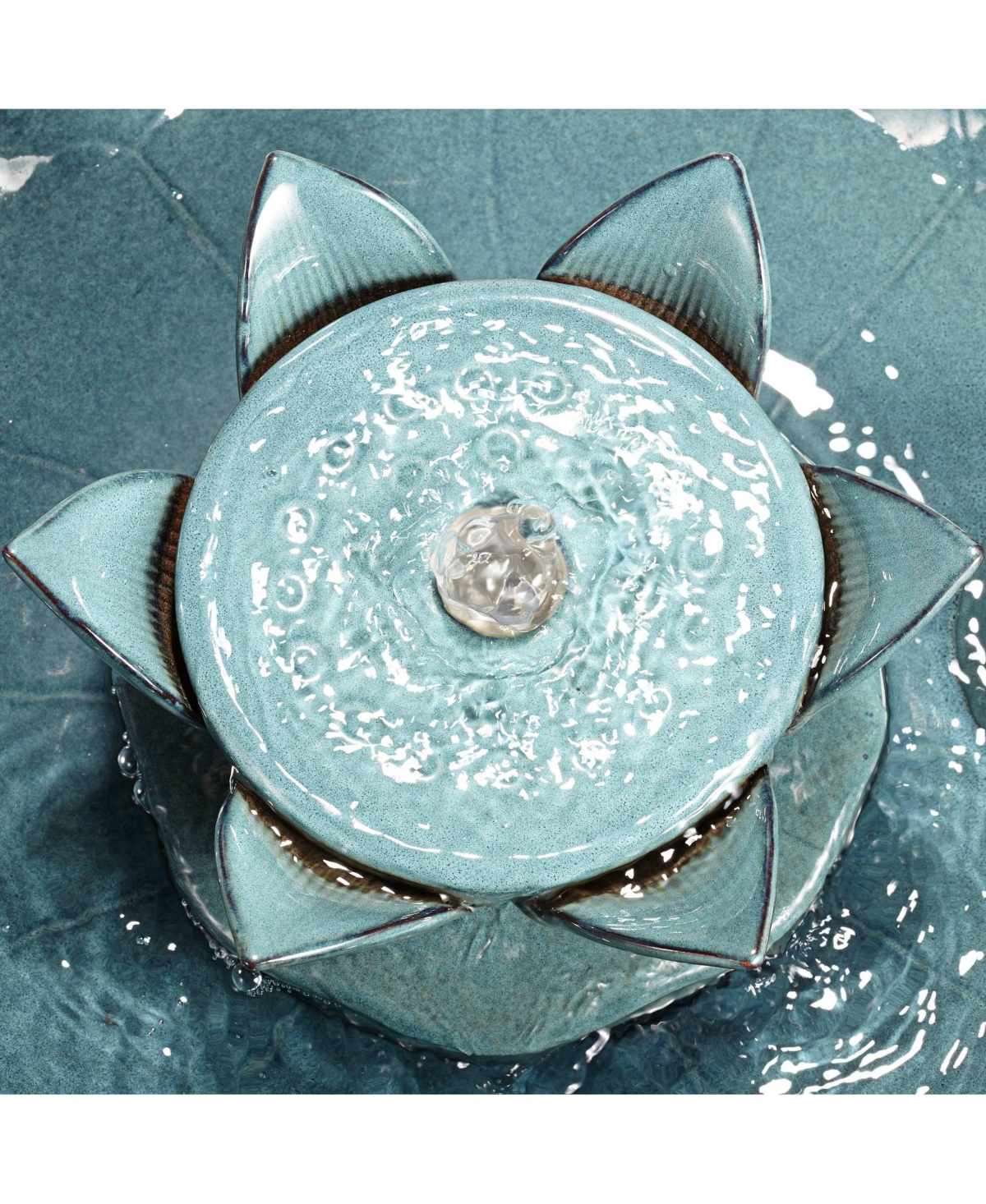 Pleasant Pond Frog Lotus Modern Outdoor Floor Water Bubble Fountain 25 1/4